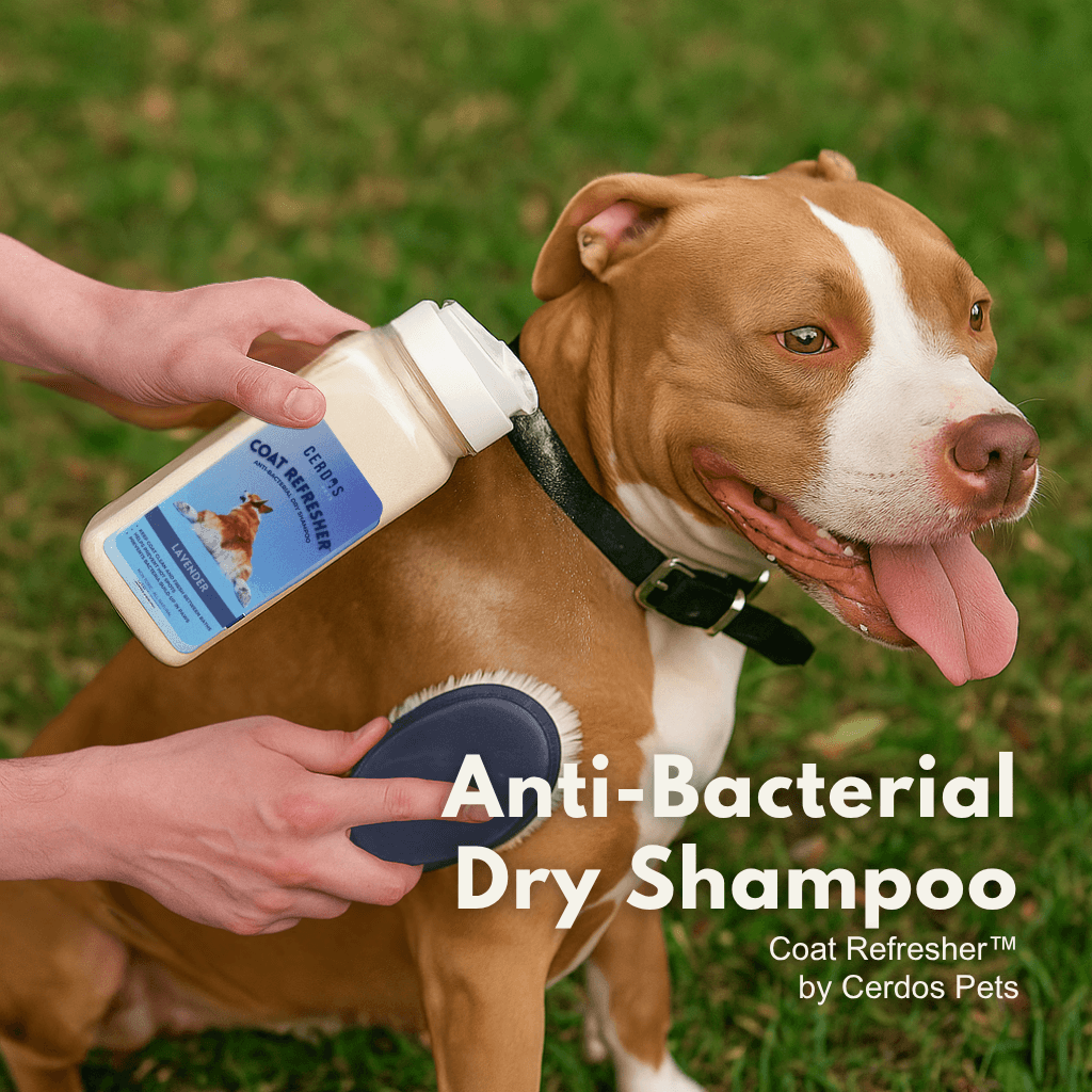 Ant-bacterial dry shampoo powder by Cerdos Pets